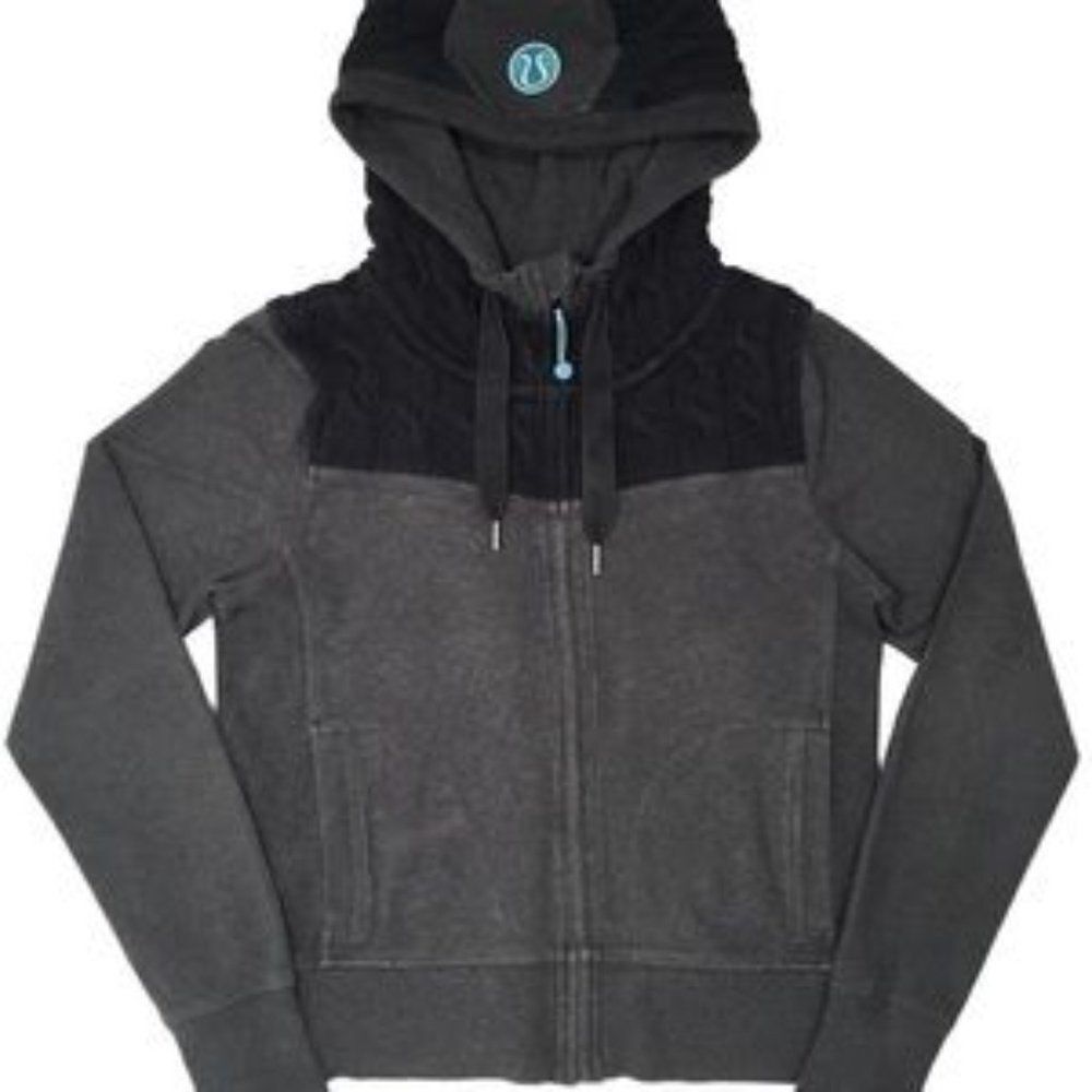 Lululemon fireside hoodie jacket cable knit in coal grey and black - Picture 10 of 14